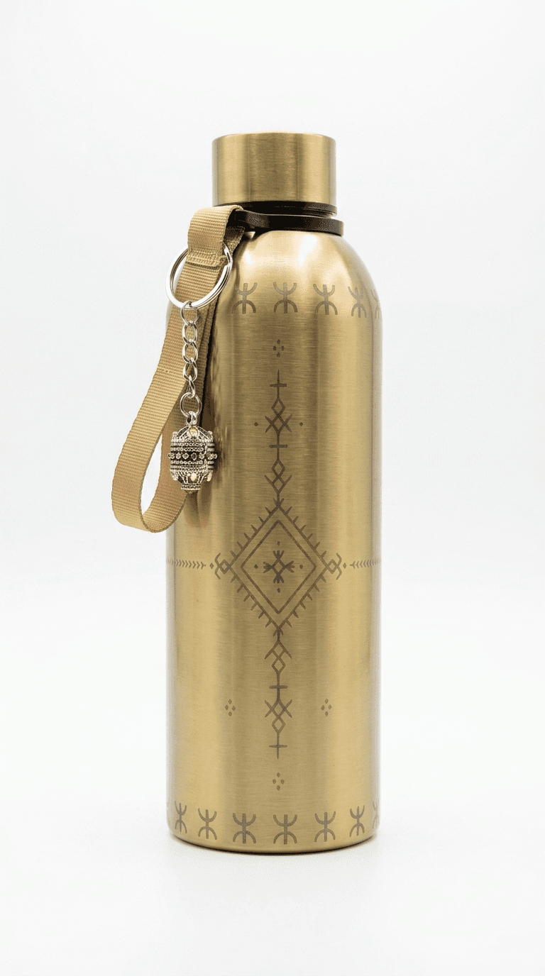 Gourde en Inox Dorée – Symbole Amazigh ⵣ (Yaz) — visuel 1