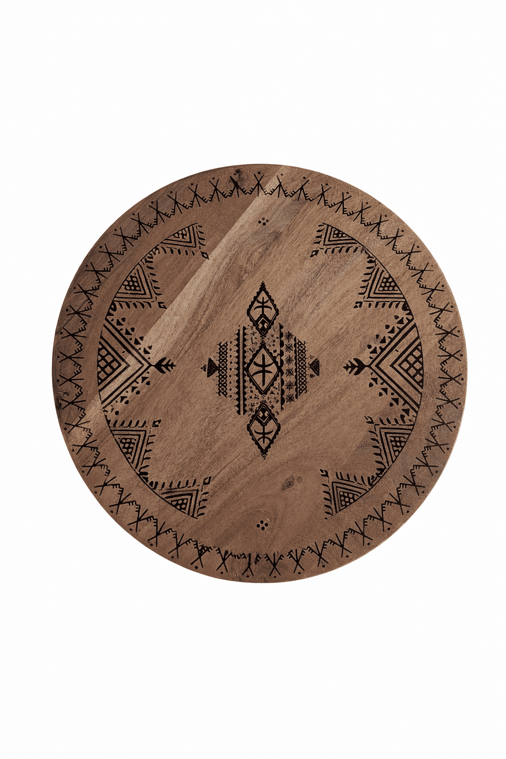 Plateau en Bois d’Acacia Rond – Symbole Amazigh — visuel 5