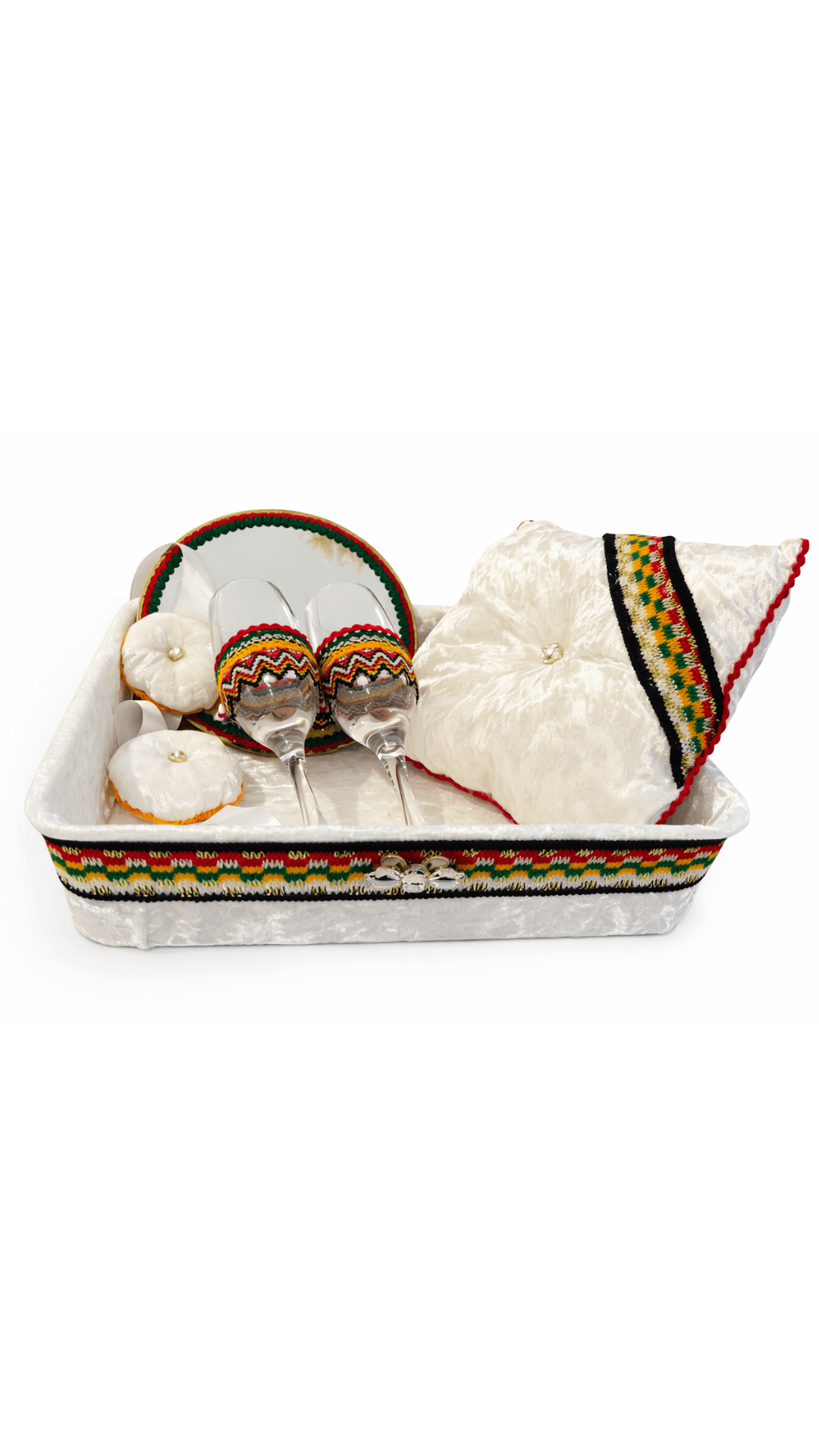 Panier amazigh Traditionnel pour Cérémonie du Henné – Blanc Raffiné — visuel 1